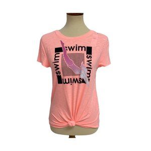 Justice Active Girl's Short Sleeve Bright Pink Swim Graphic Tee Size 14